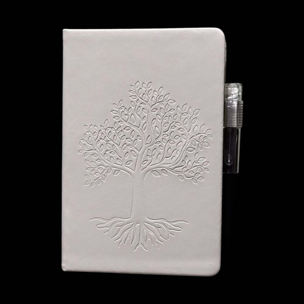 Light Gray Tree of Life Embossed Small Hardcover Lined Journal with Pen - Picture 2 of 6